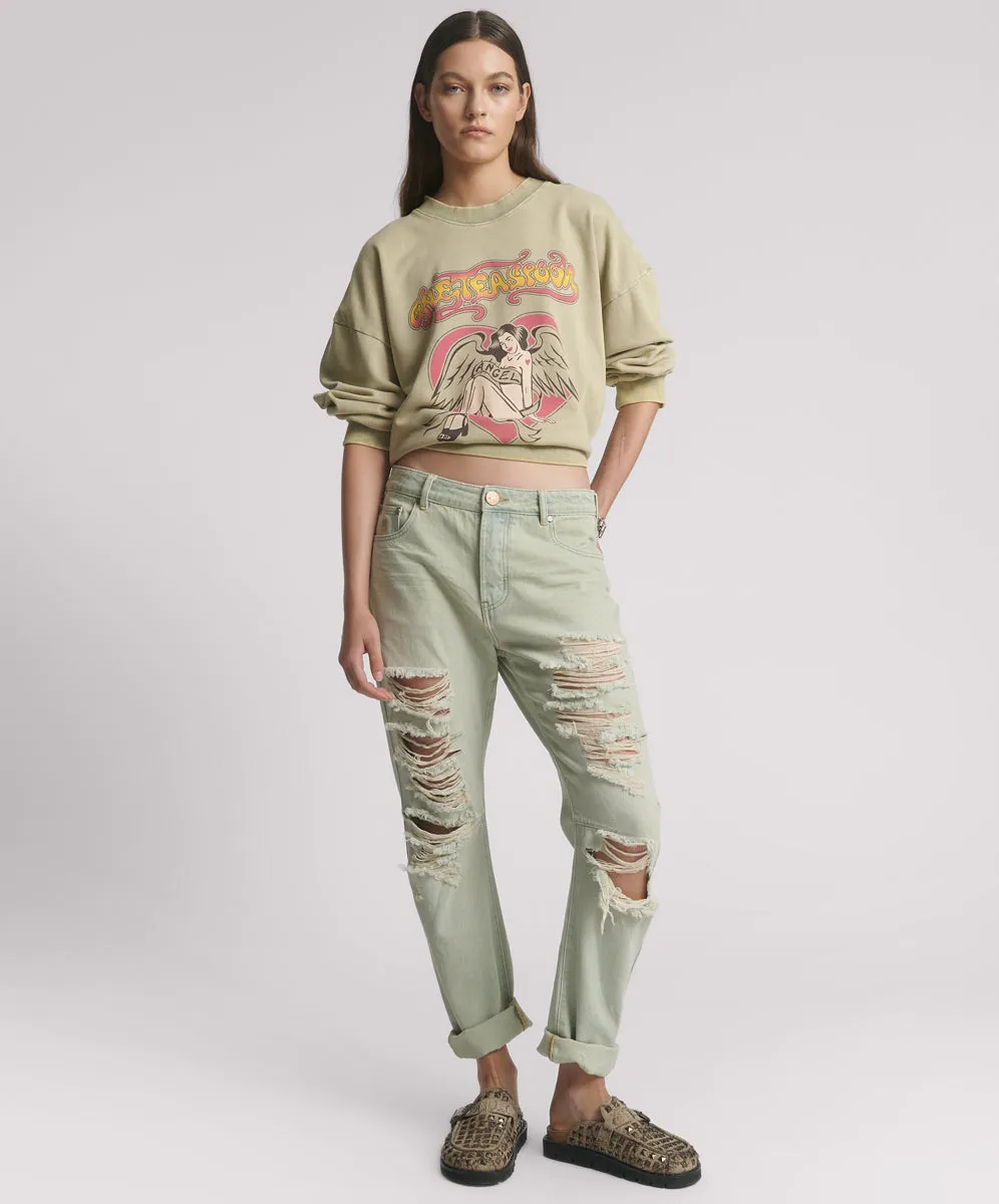 Saints Low Waist Boyfriend Denim Jeans - Sundae sold by One Teaspoon