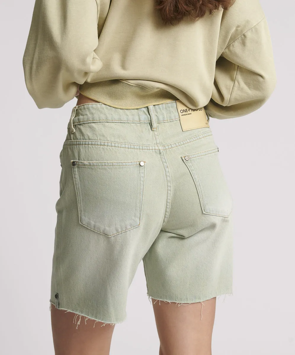 Jacksons Mid Waist Wide Leg Denim Shorts - Sundae sold by One Teaspoon product image thumbnail 5