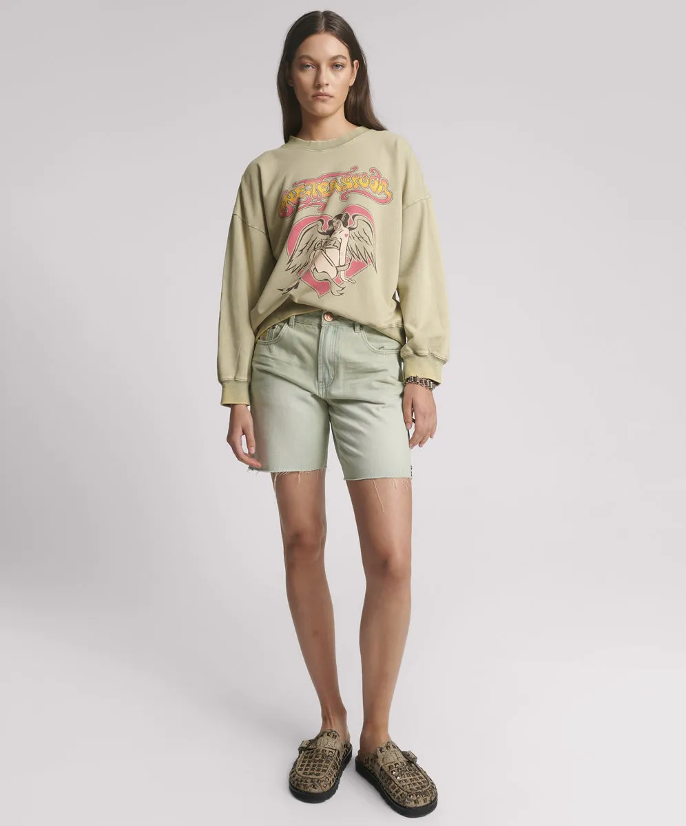 Jacksons Mid Waist Wide Leg Denim Shorts - Sundae sold by One Teaspoon