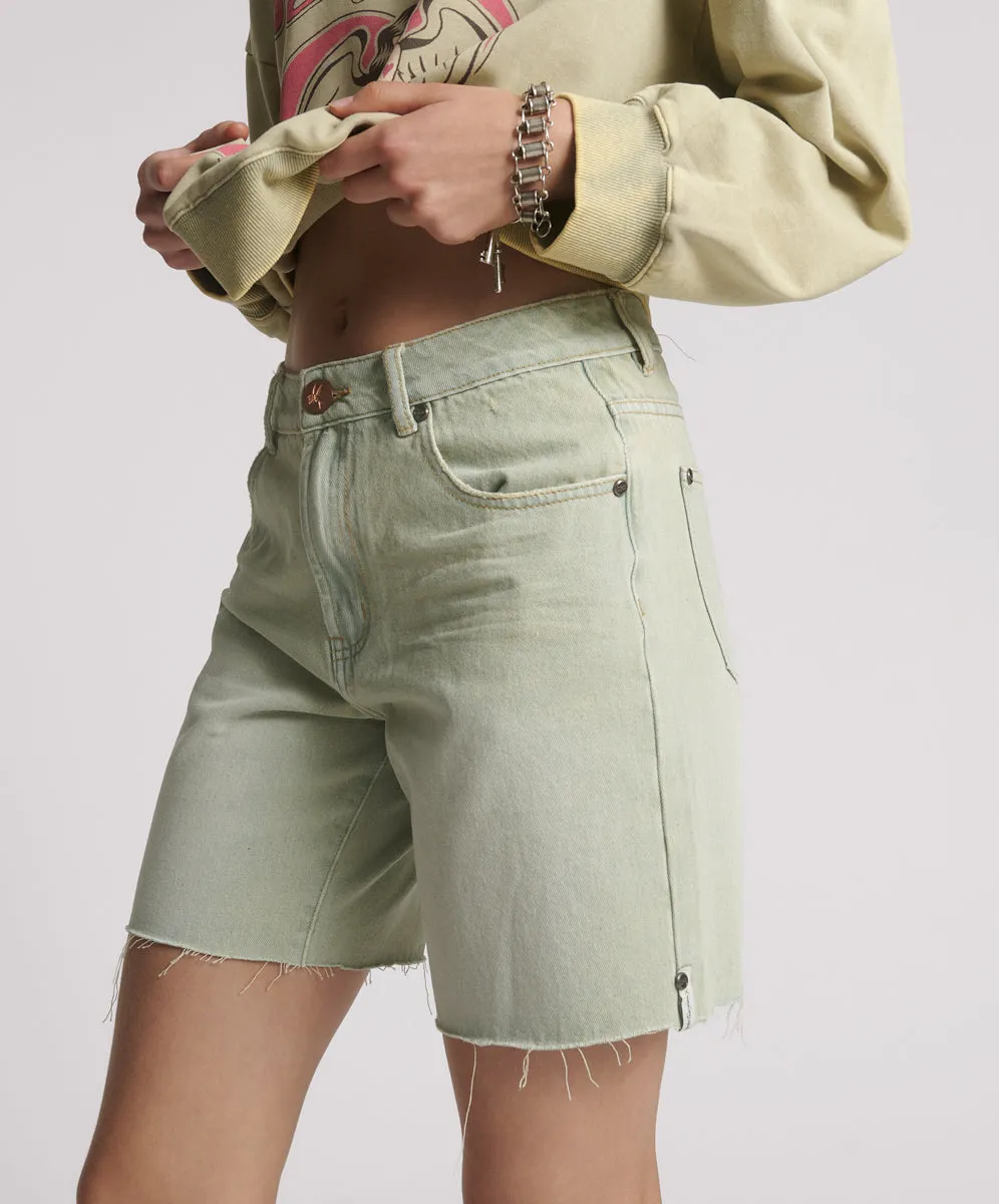 Jacksons Mid Waist Wide Leg Denim Shorts - Sundae sold by One Teaspoon product image thumbnail 4