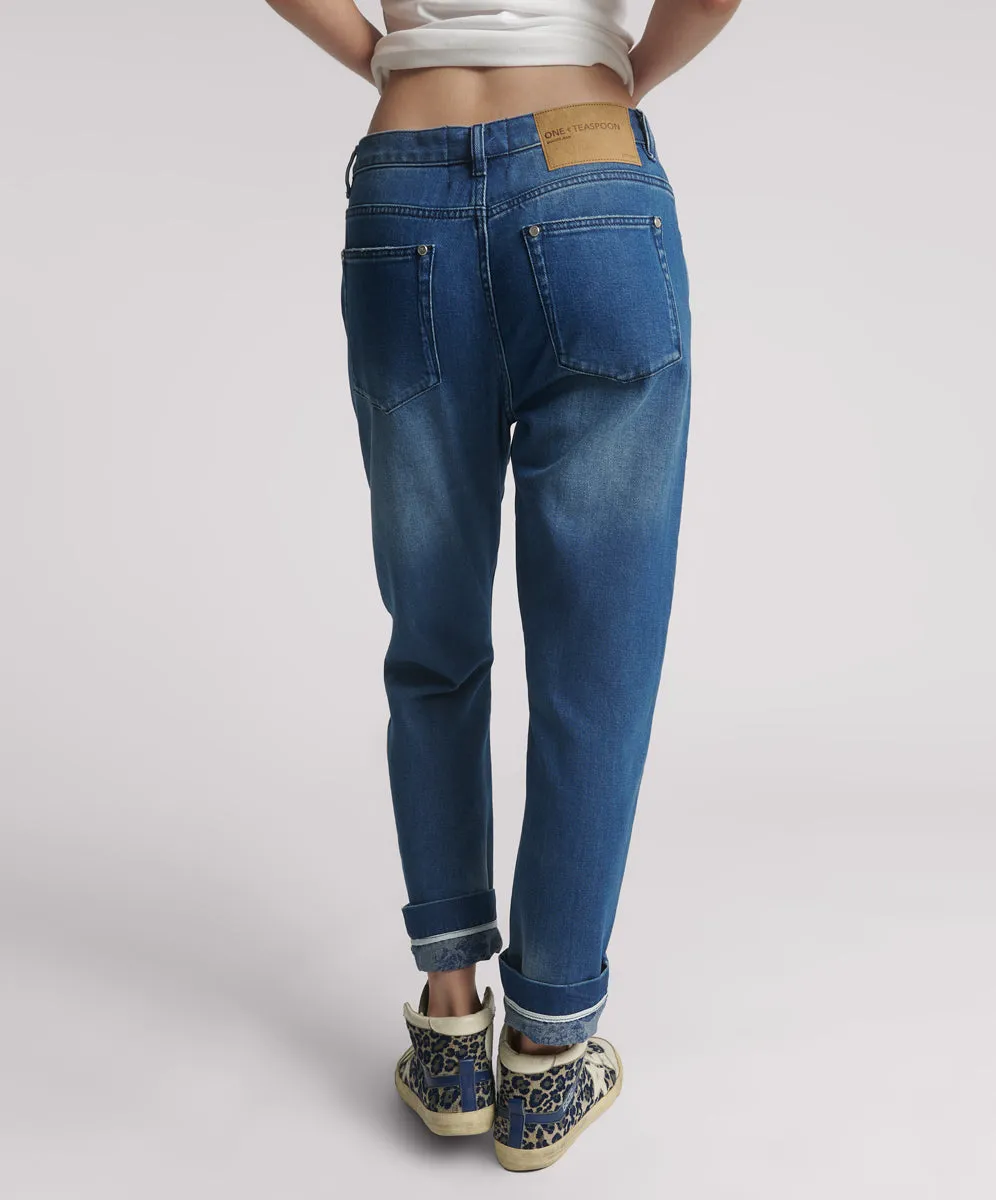 Bandits Low Waist Boyfriend Denim Jeans - Rosewood sold by One Teaspoon product image thumbnail 4