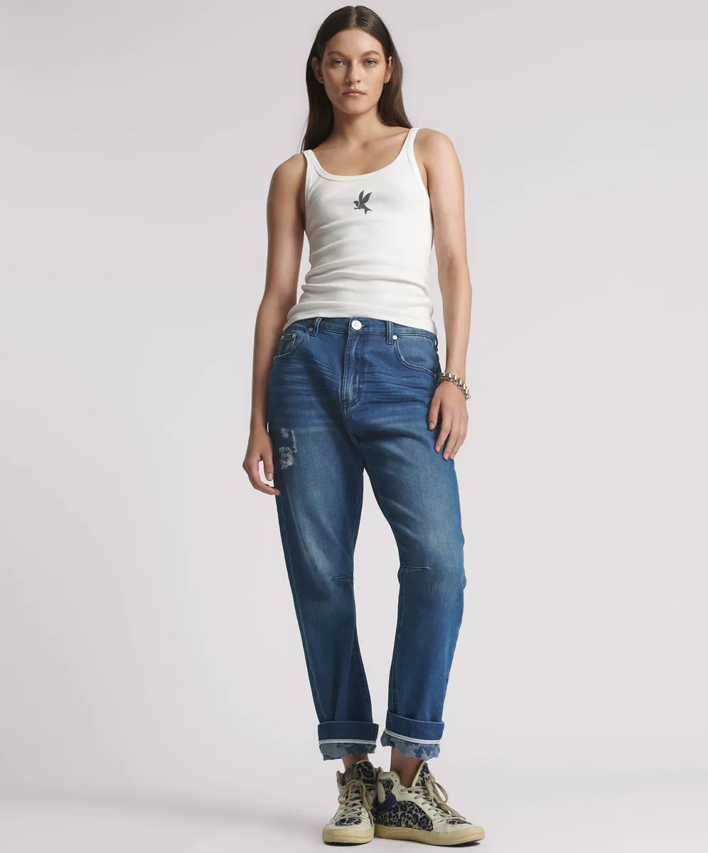 Bandits Low Waist Boyfriend Denim Jeans - Rosewood sold by One Teaspoon