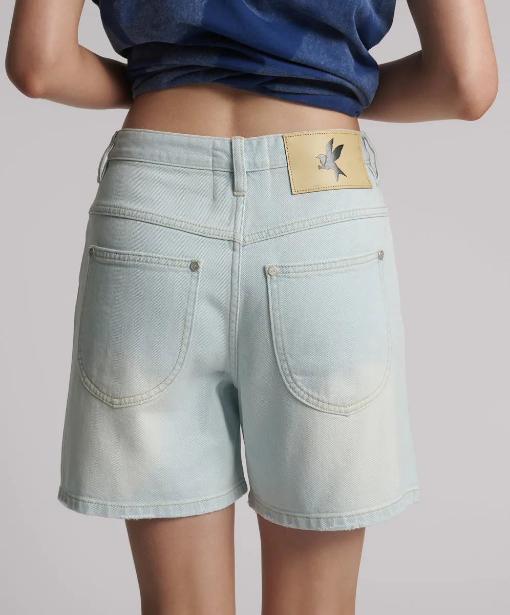 Kinks Mid Waist Long Length Denim Shorts - Le Surf sold by One Teaspoon product image thumbnail 5