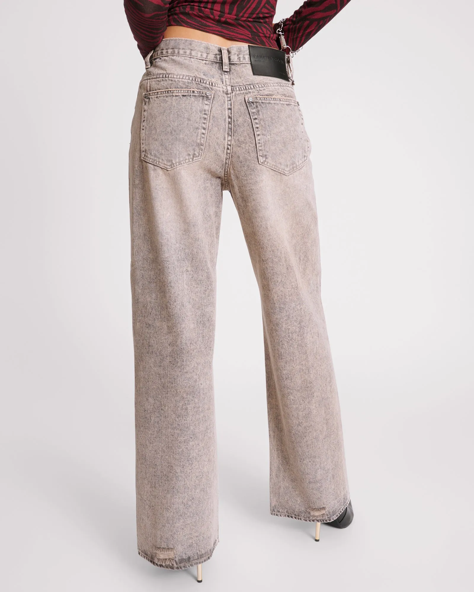 Jackson Mid Waist Wide Leg Denim Jeans - Dusty Smoke sold by One Teaspoon product image thumbnail 4