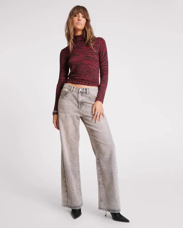 Jackson Mid Waist Wide Leg Denim Jeans - Dusty Smoke sold by One Teaspoon