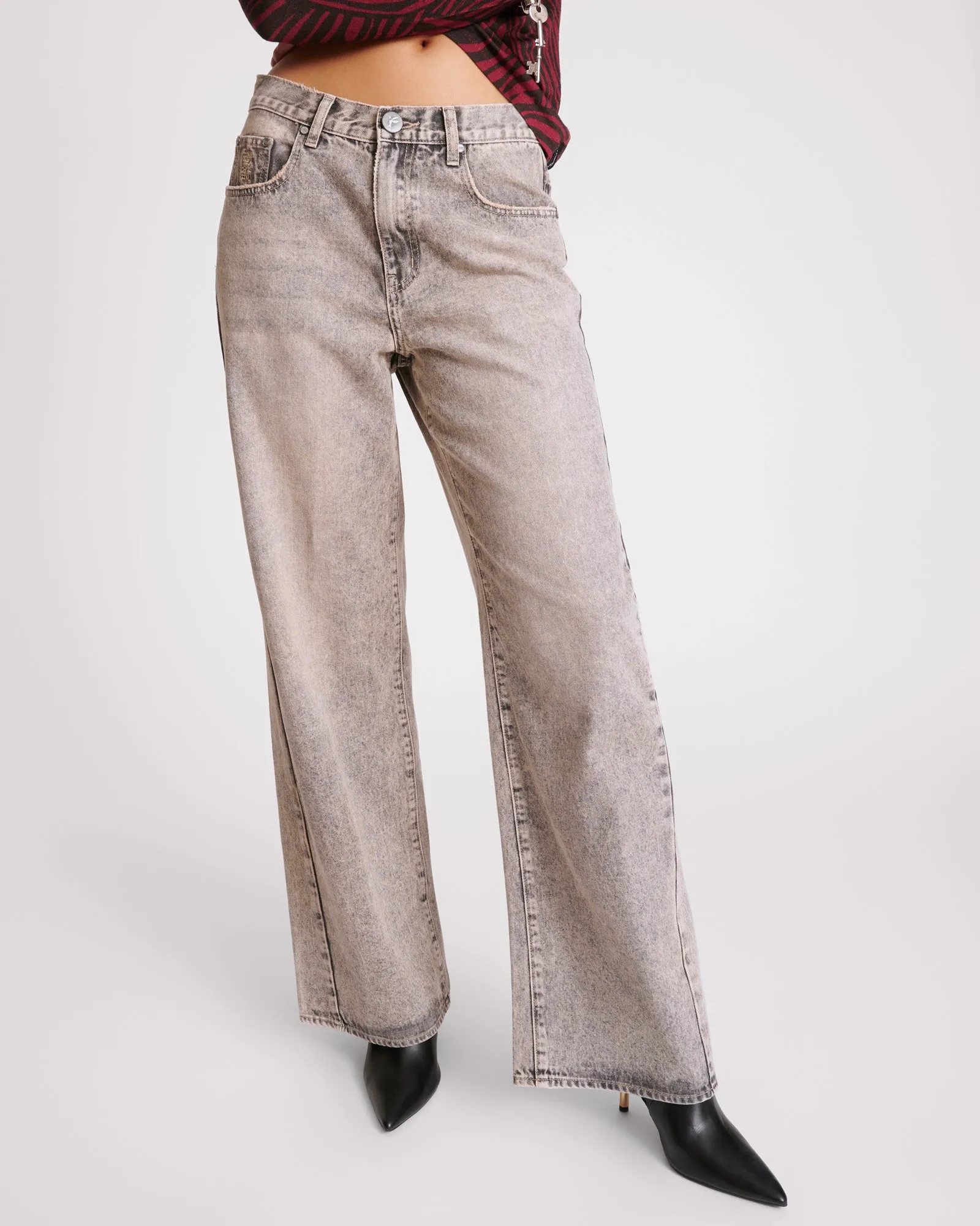 Jackson Mid Waist Wide Leg Denim Jeans - Dusty Smoke sold by One Teaspoon product image thumbnail 2
