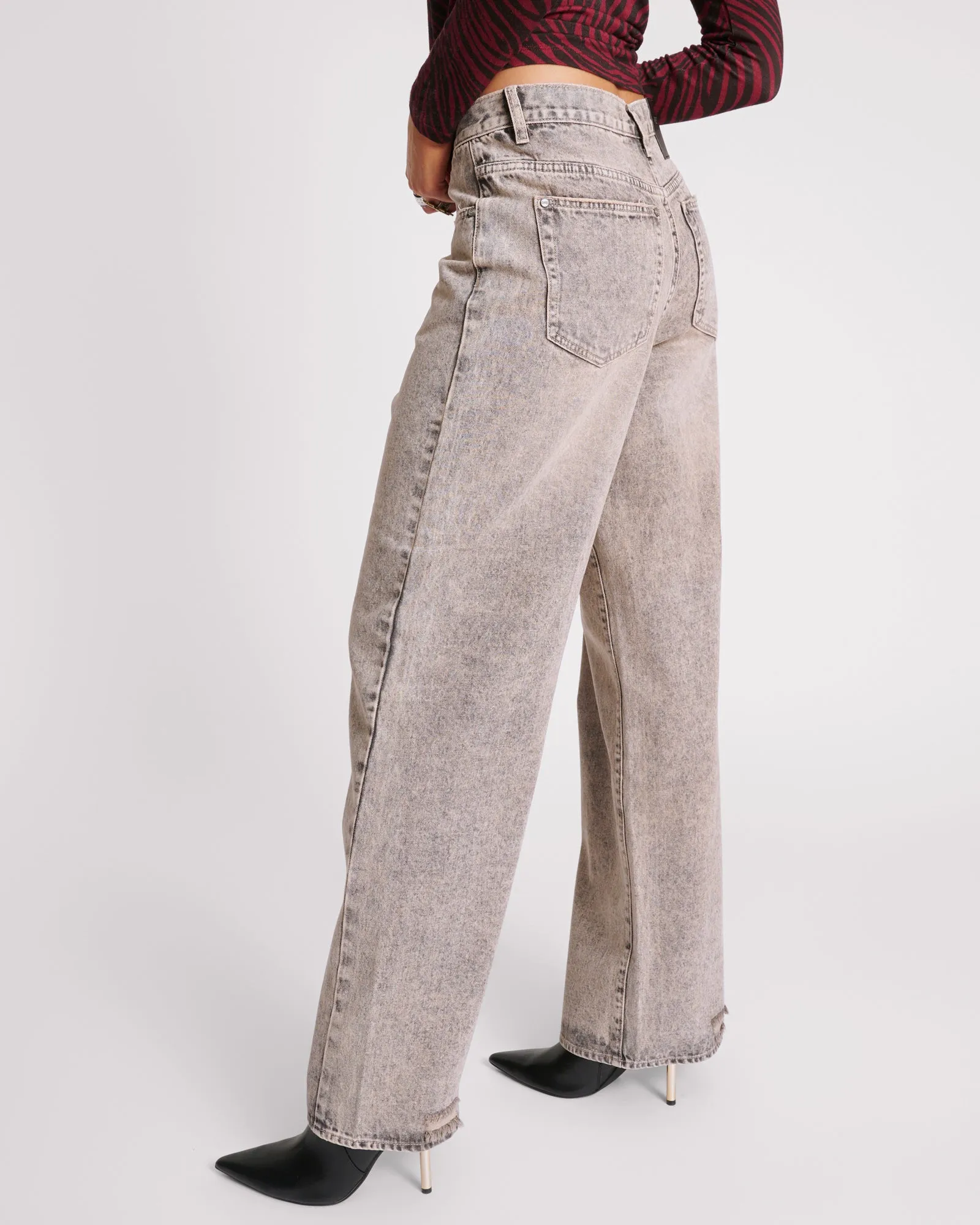 Jackson Mid Waist Wide Leg Denim Jeans - Dusty Smoke sold by One Teaspoon product image thumbnail 3