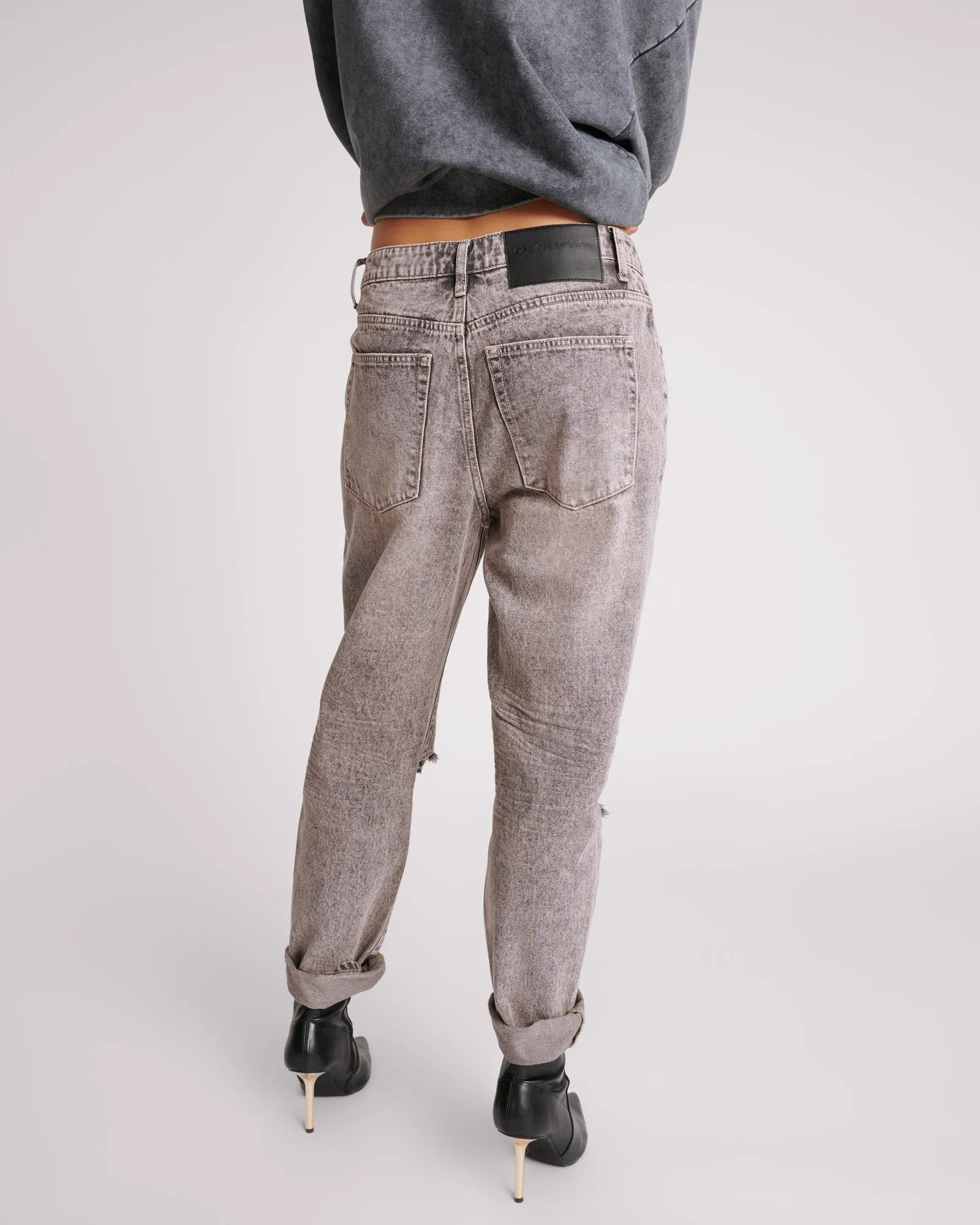 Saints Low Waist Boyfriend Denim Jeans - Dusty Smoke sold by One Teaspoon product image thumbnail 4