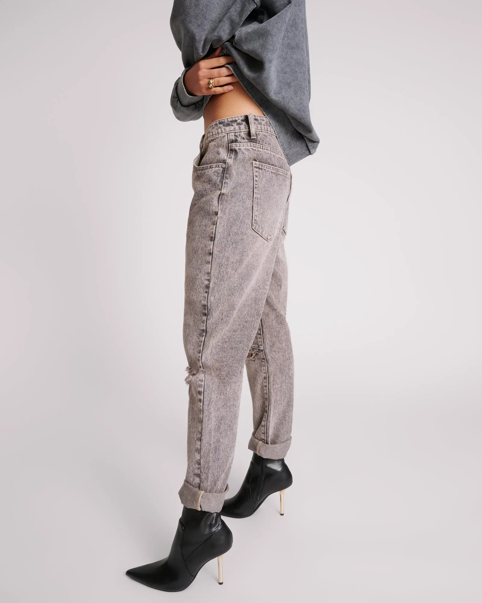 Saints Low Waist Boyfriend Denim Jeans - Dusty Smoke sold by One Teaspoon product image thumbnail 3