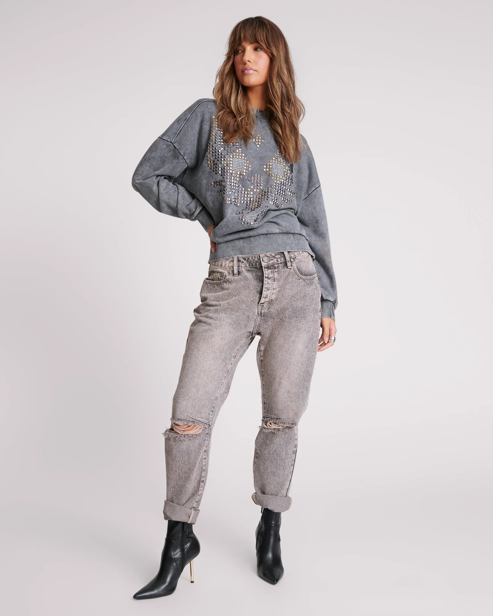 Saints Low Waist Boyfriend Denim Jeans - Dusty Smoke sold by One Teaspoon