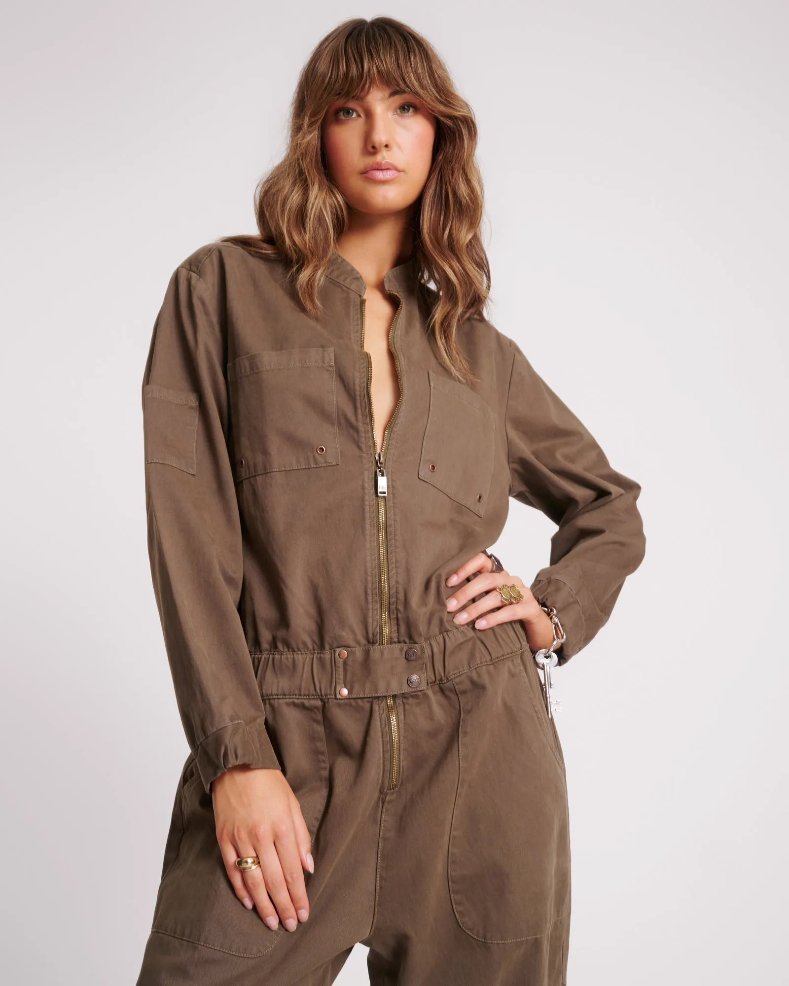 Dark Romance Jumpsuit - Dark Khaki sold by One Teaspoon product image thumbnail 5