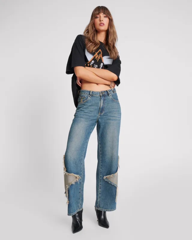 Jackson Mid Waist Wide Leg Denim Jeans - Memphis Star sold by One Teaspoon