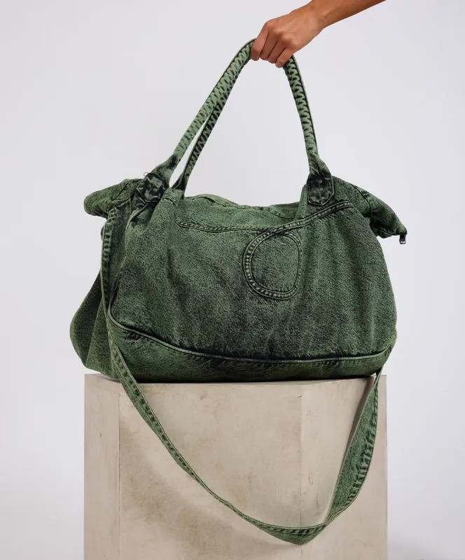 Denim Overnighter Duffle Bag - Black Khaki sold by One Teaspoon