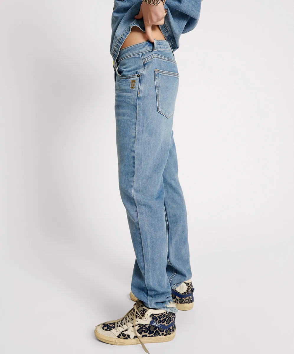 Truckers Mid Waist Straight Leg Denim Jeans - Blue Rapture sold by One Teaspoon product image thumbnail 3