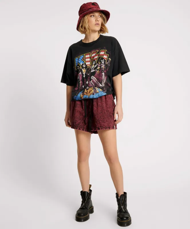 Boxer Low Waist Denim Shorts - Black Heart sold by One Teaspoon