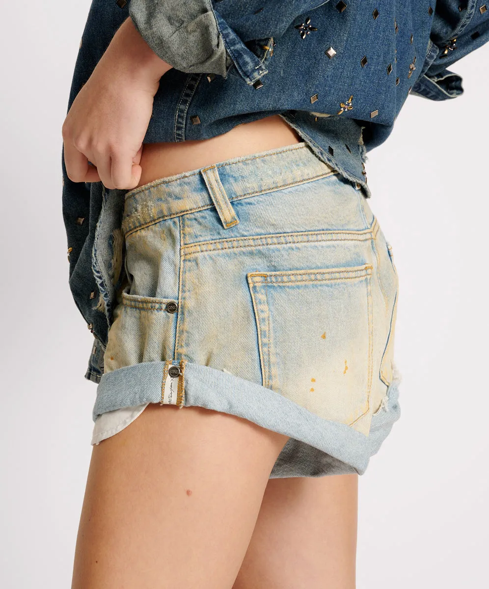 Bandits Low Waist Denim Shorts - Dirty Kansas Blue sold by One Teaspoon product image thumbnail 5