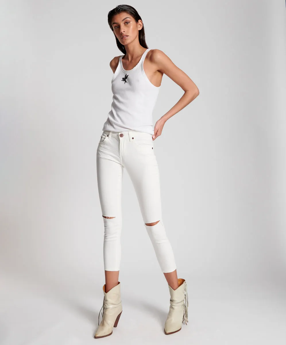 Freebirds II Low Waist Stretch Skinny Denim Jeans - True White sold by One Teaspoon