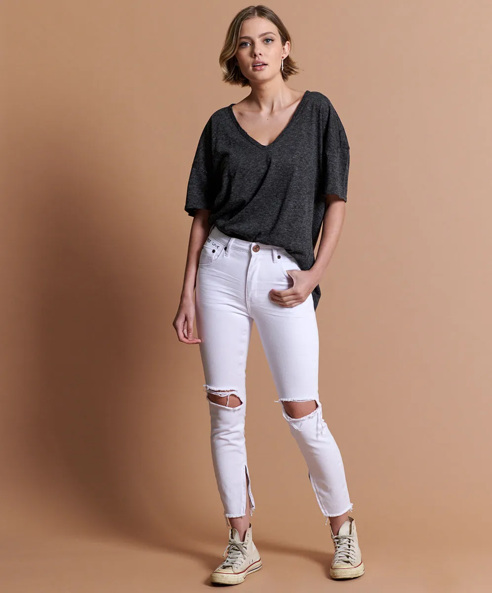 Freebirds High Waist Rigid Skinny Denim Jeans - White Beauty sold by One Teaspoon product image thumbnail 2