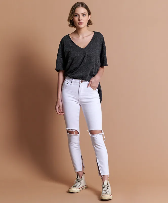 Freebirds High Waist Rigid Skinny Denim Jeans - White Beauty sold by One Teaspoon