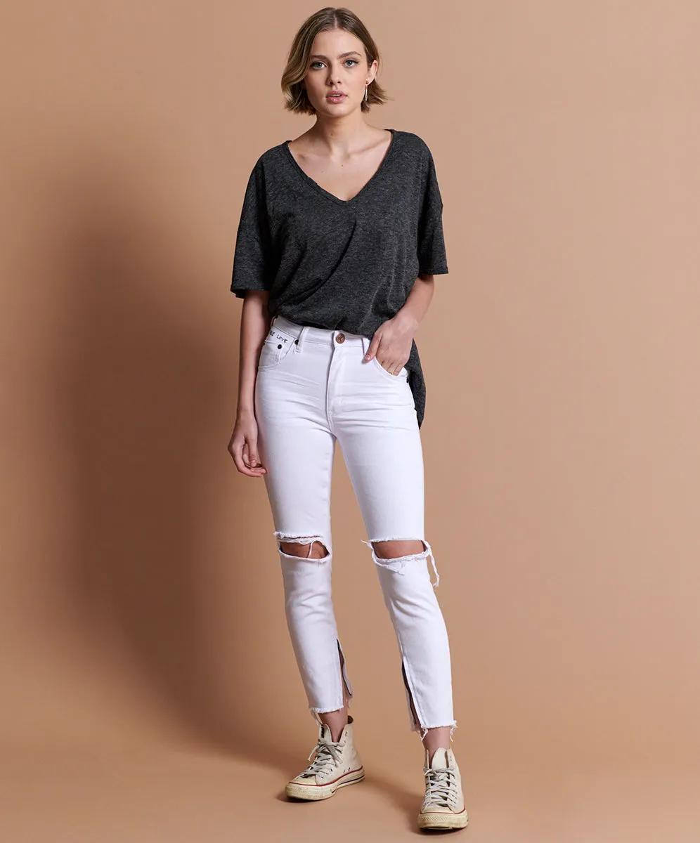 Freebirds High Waist Rigid Skinny Denim Jeans - White Beauty sold by One Teaspoon