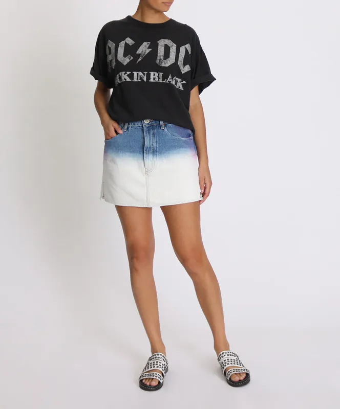 Vanguard Mid Waist Relaxed Mini Denim Skirt - Dip Dye sold by One Teaspoon