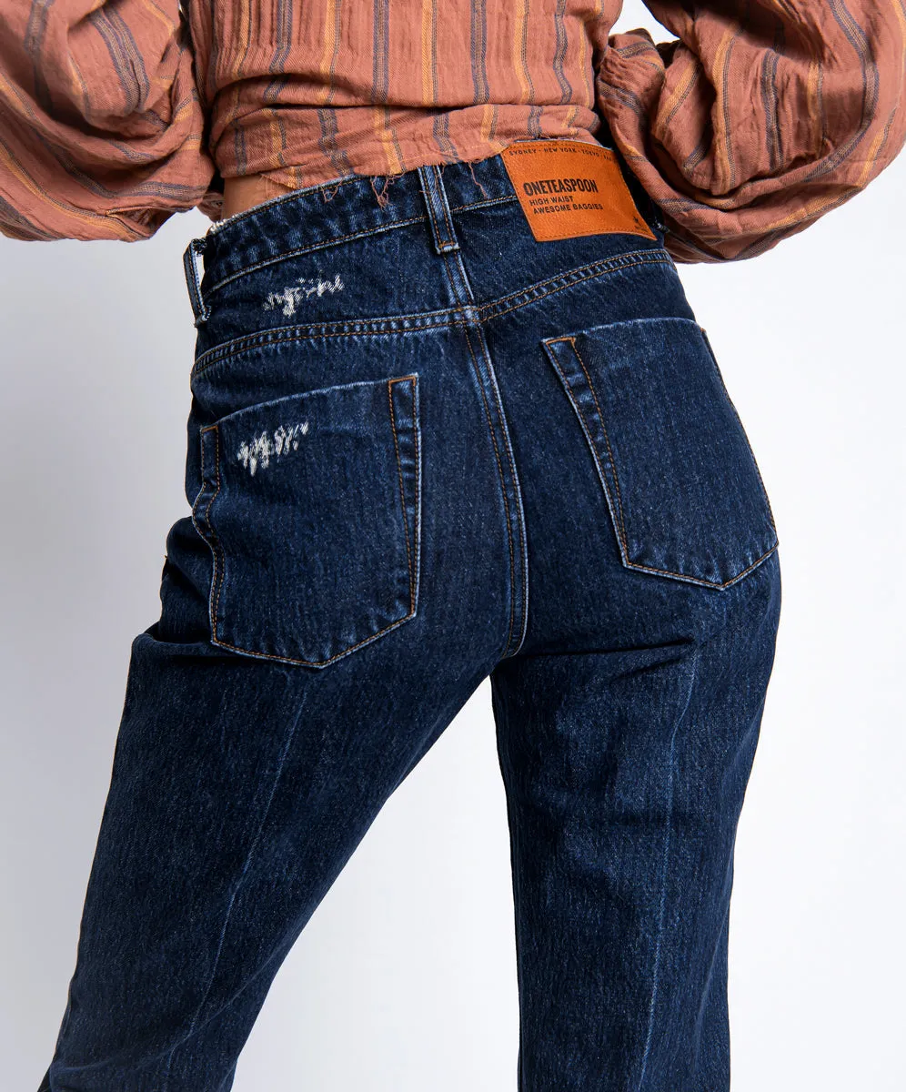 Awesome Baggies High Waist Straight Leg Denim Jeans - Virgin Blue sold by One Teaspoon product image thumbnail 4