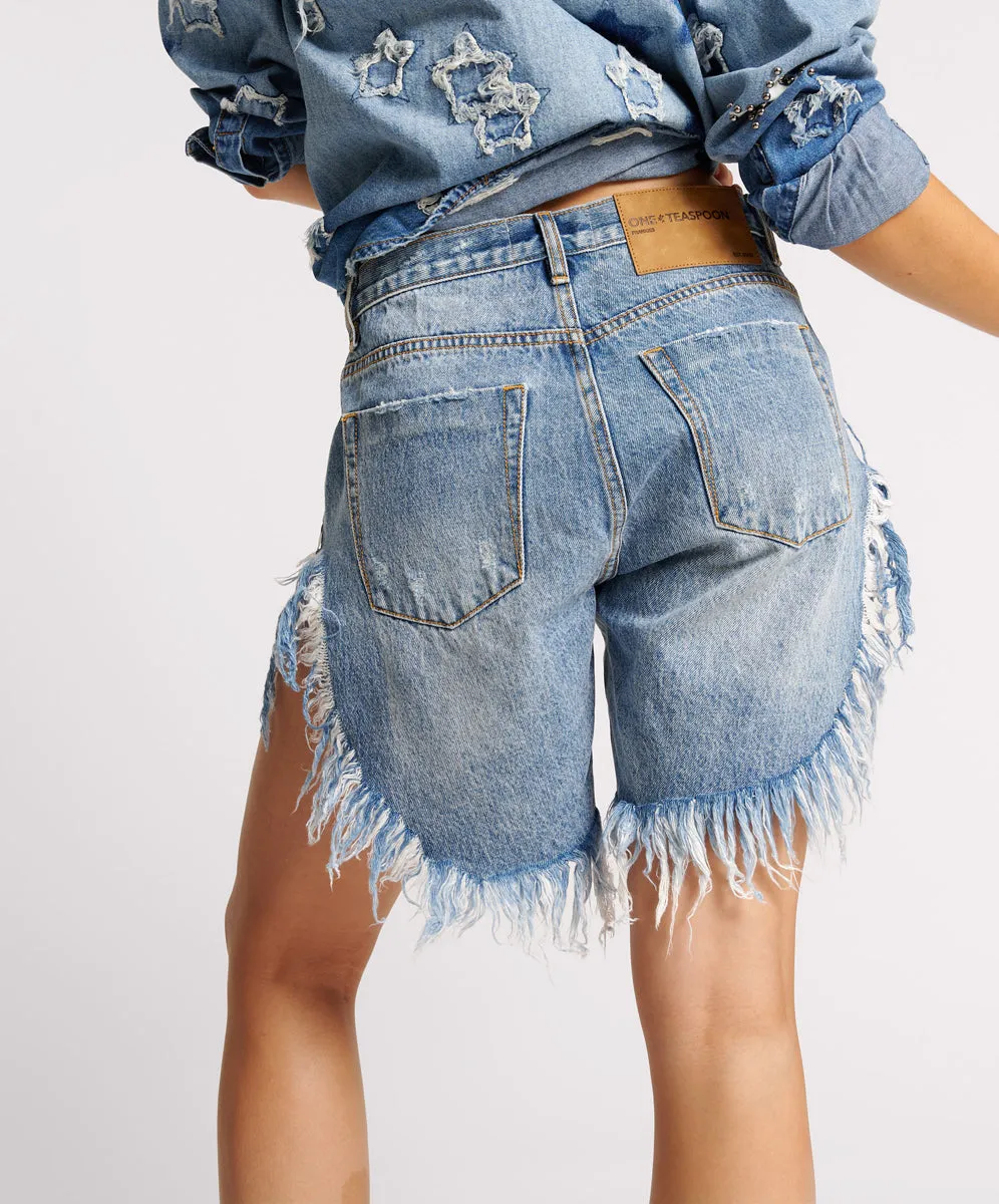 Frankies Low Waist Long Length Denim Shorts - Hollywood sold by One Teaspoon product image thumbnail 3