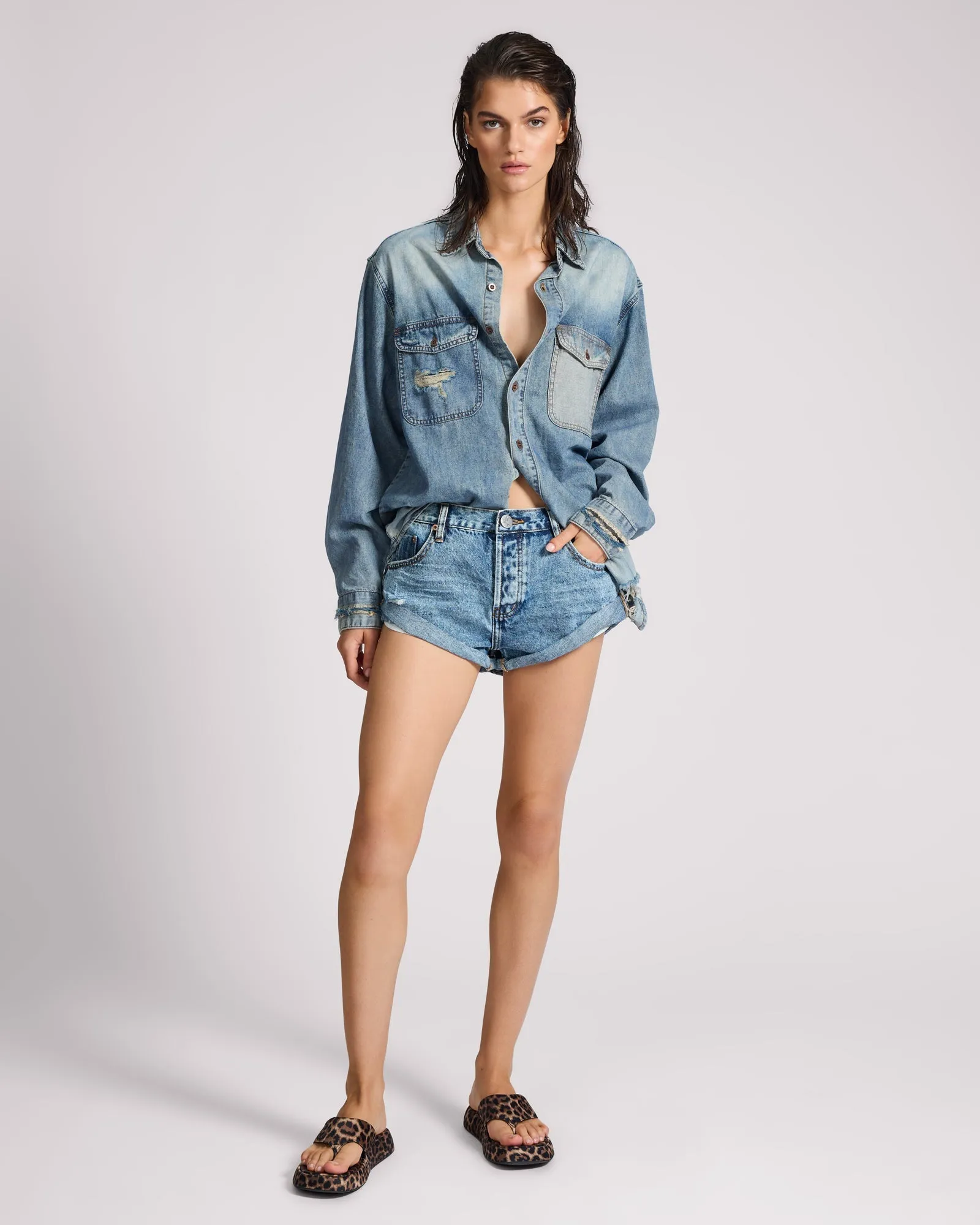 Bandits Low Waist Denim Shorts - Hollywood Blue sold by One Teaspoon