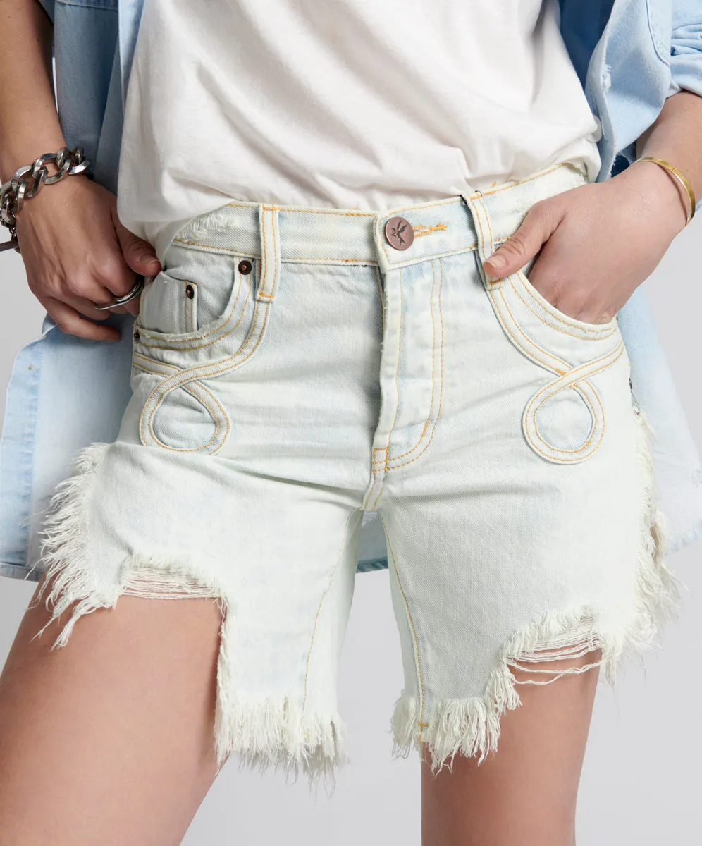 Frankies Low Waist Long Length Denim Shorts - Florence sold by One Teaspoon product image thumbnail 2