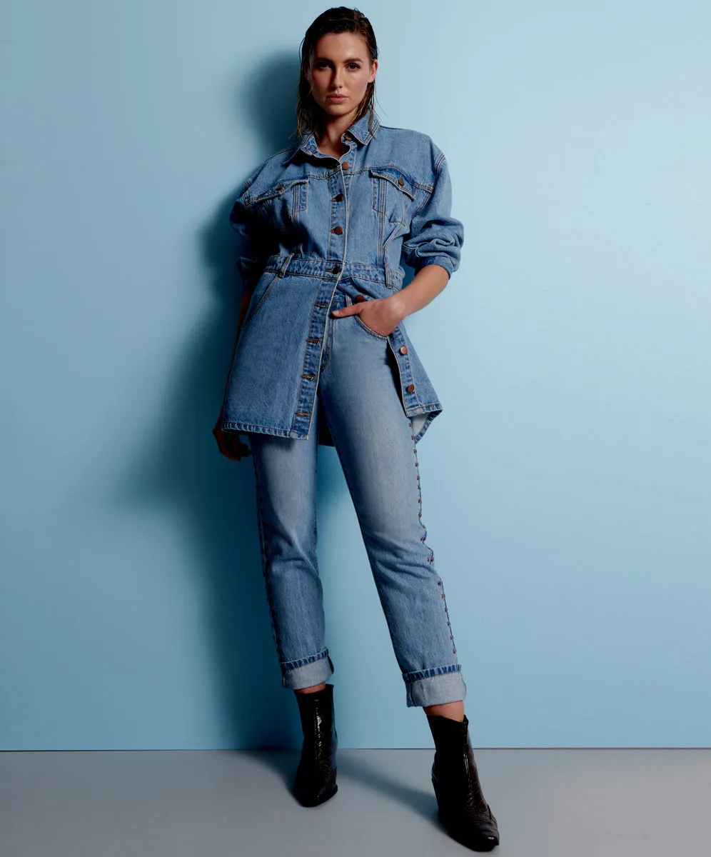 Awesome Baggies High Waist Straight Leg Denim Jeans - Ocean sold by One Teaspoon