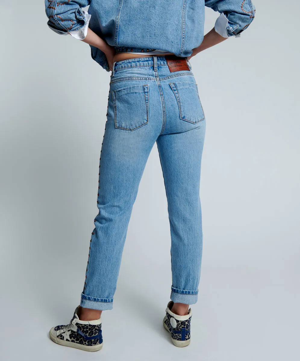 Awesome Baggies High Waist Straight Leg Denim Jeans - Ocean sold by One Teaspoon product image thumbnail 3