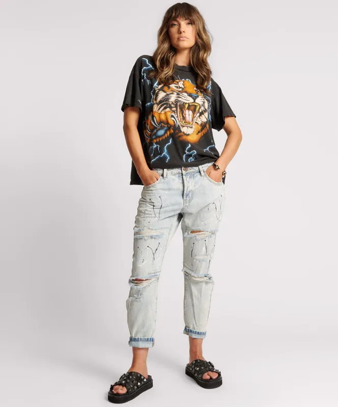 Saints Low Waist Boyfriend Denim Jeans - Florence Painted sold by One Teaspoon