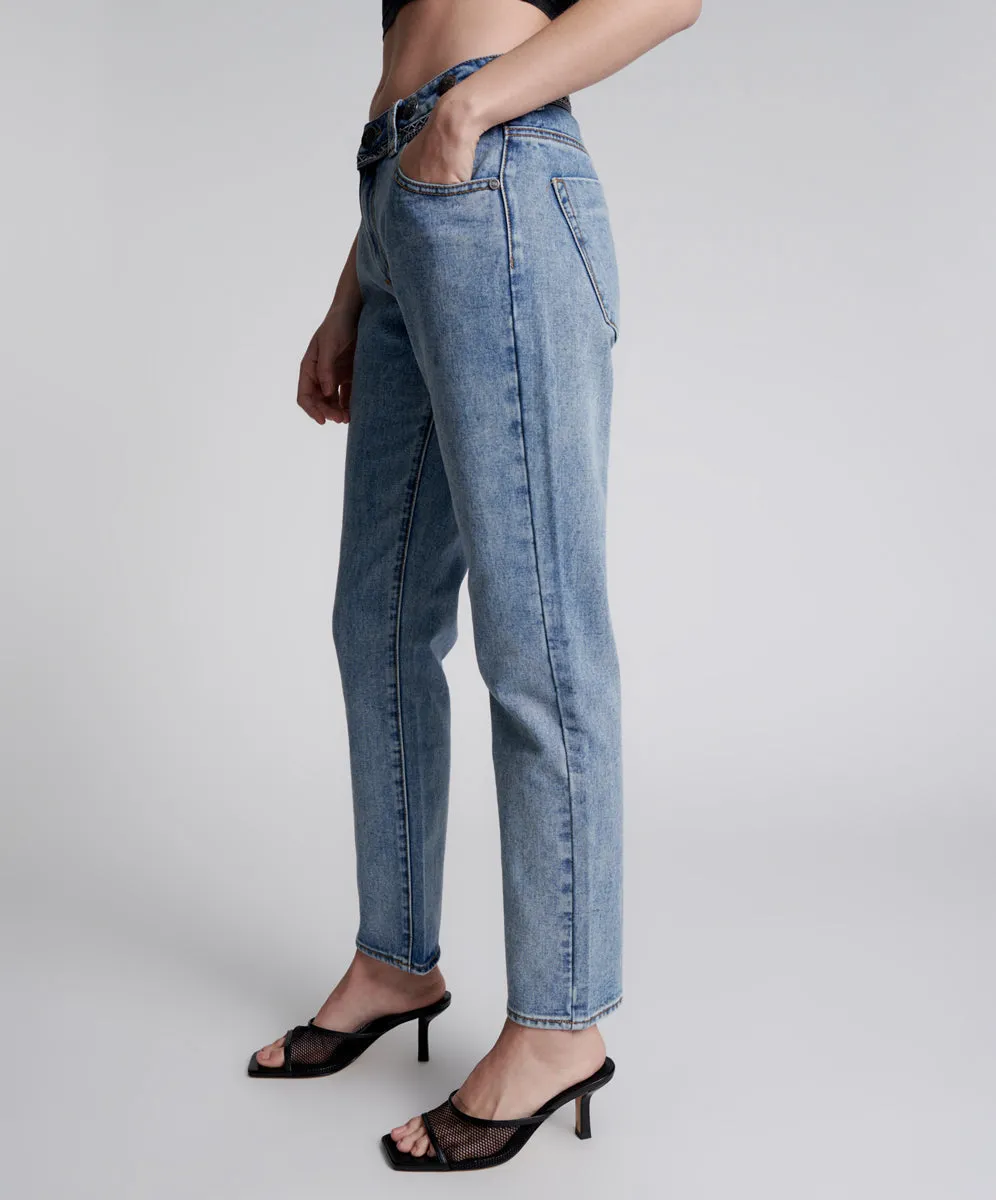 Truckers Mid Waist Straight Leg Denim Jeans - Hollywood Hills sold by One Teaspoon product image thumbnail 3