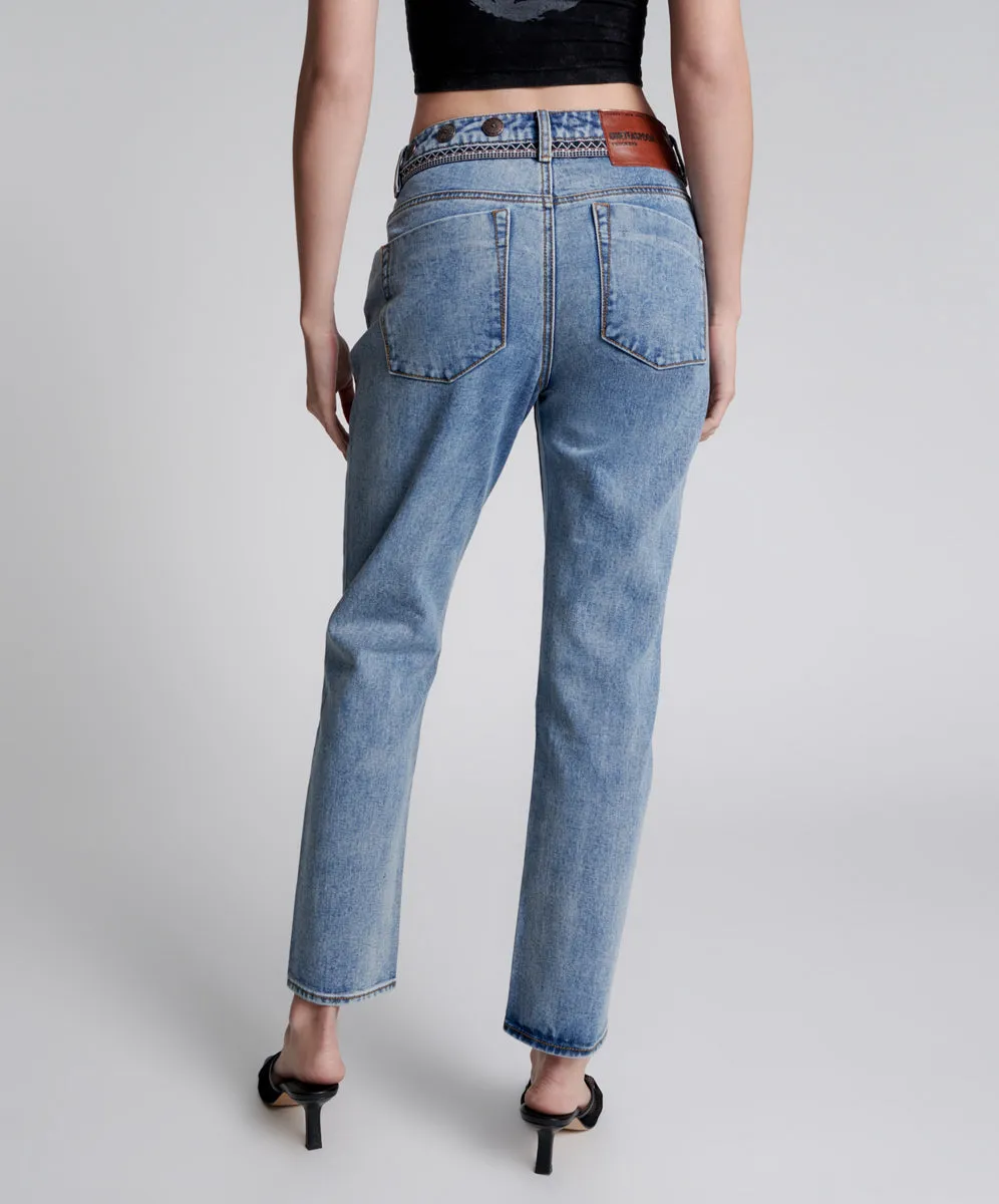 Truckers Mid Waist Straight Leg Denim Jeans - Hollywood Hills sold by One Teaspoon product image thumbnail 5