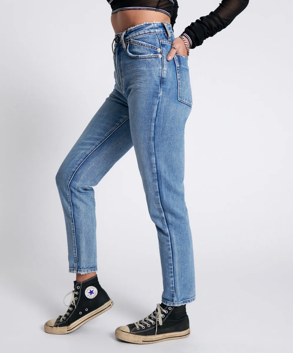 Legends High Waist Straight Leg Denim Jeans - Berlin Blue sold by One Teaspoon product image thumbnail 4