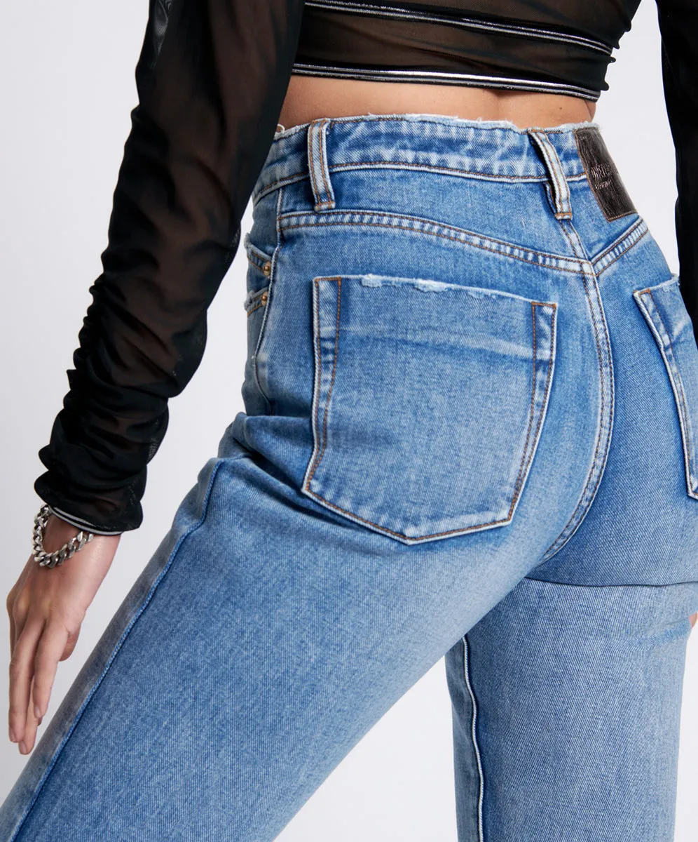 Legends High Waist Straight Leg Denim Jeans - Berlin Blue sold by One Teaspoon product image thumbnail 5