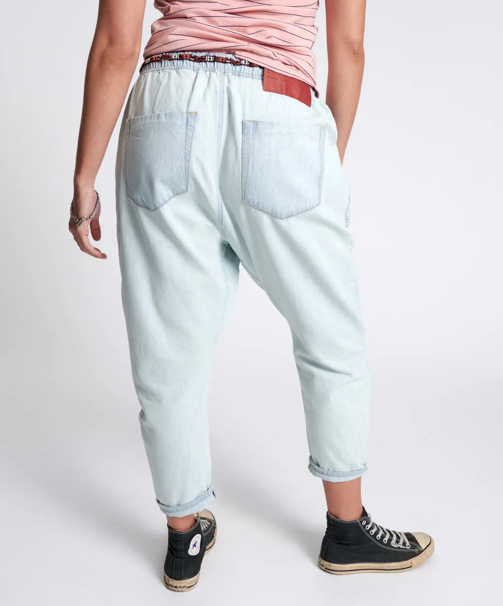 Shabbies Low Waist Drawstring Boyfriend Denim Jeans - Angel Blue sold by One Teaspoon product image thumbnail 5