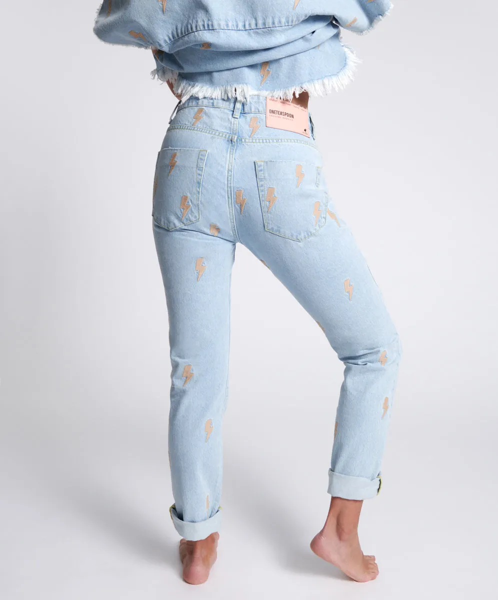 Awesome Baggies High Waist Straight Leg Denim Jeans - Best Blue sold by One Teaspoon product image thumbnail 5