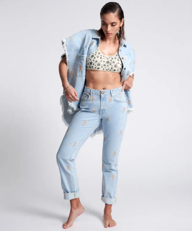 Awesome Baggies High Waist Straight Leg Denim Jeans - Best Blue made by One Teaspoon