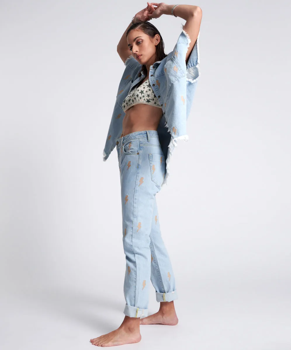 Awesome Baggies High Waist Straight Leg Denim Jeans - Best Blue sold by One Teaspoon product image thumbnail 4