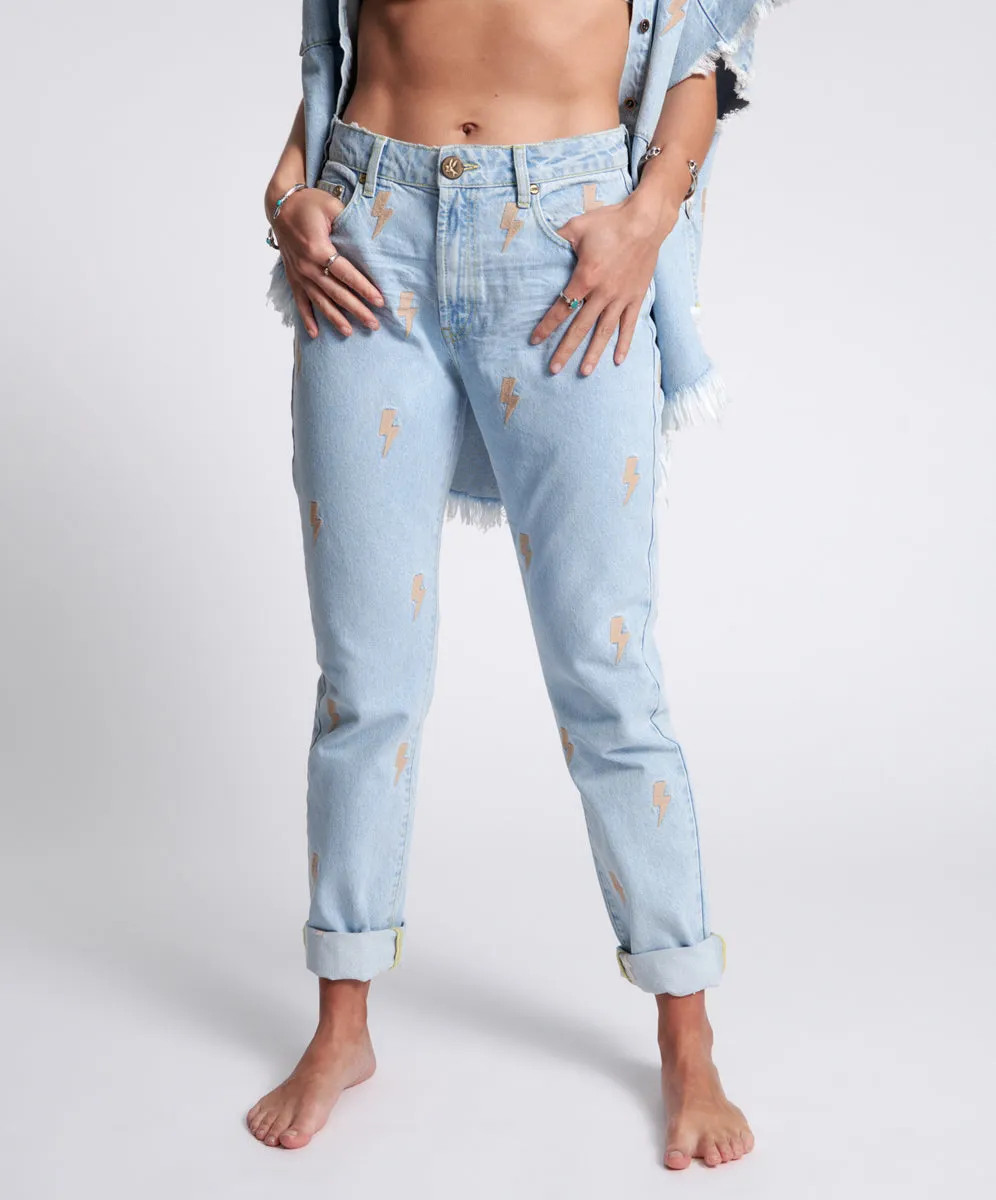 Awesome Baggies High Waist Straight Leg Denim Jeans - Best Blue sold by One Teaspoon product image thumbnail 3