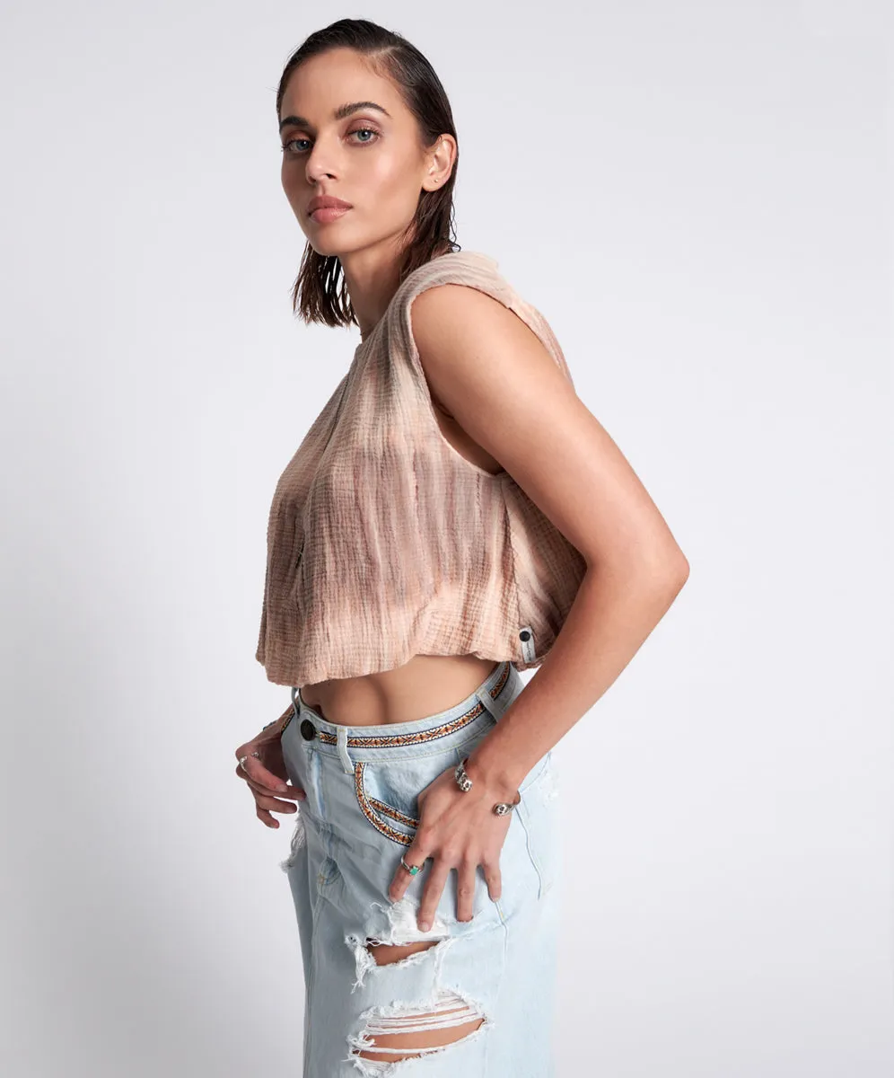 Hand Dyed Backless Bubble Top - Acid Sky sold by One Teaspoon product image thumbnail 2
