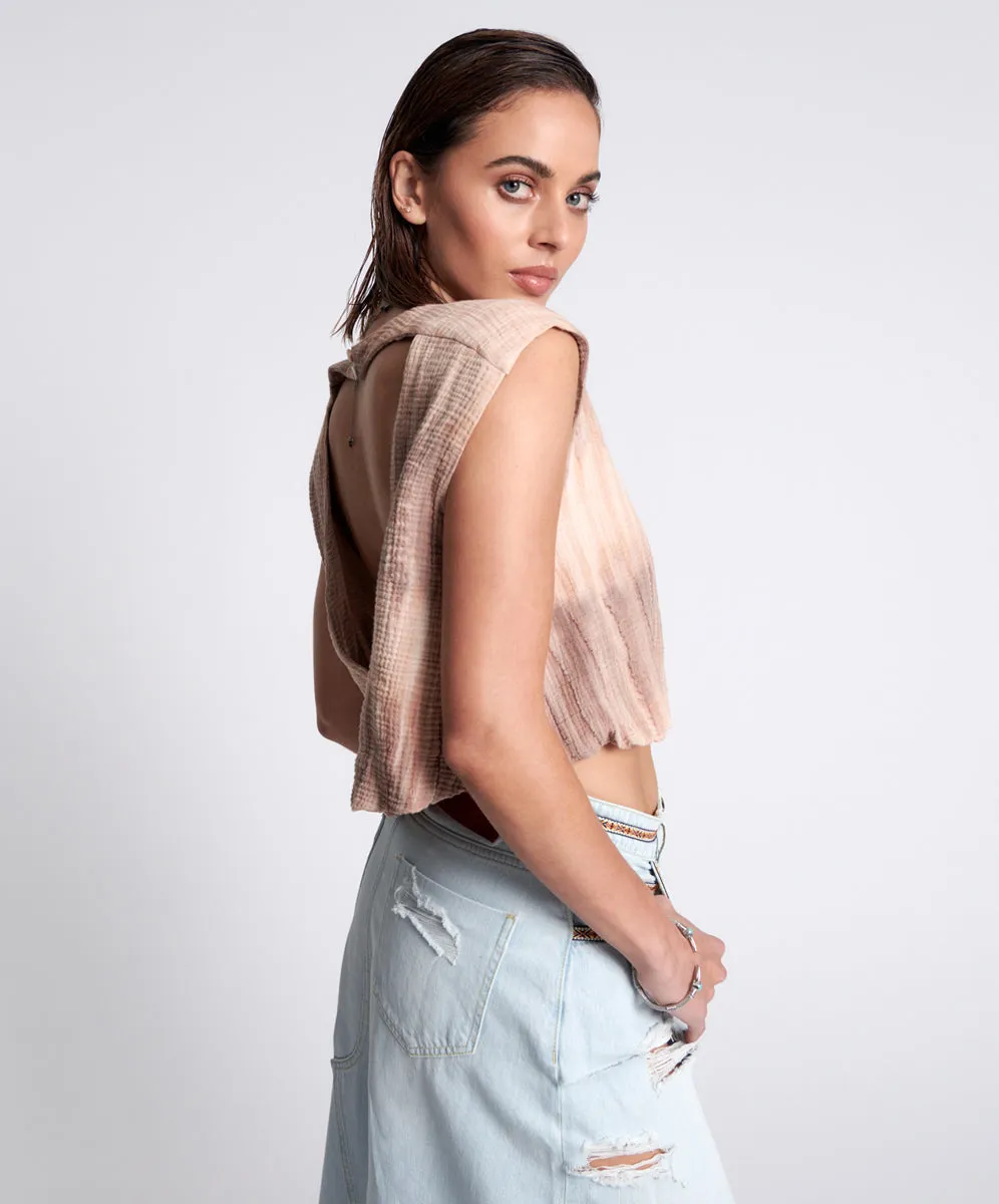 Hand Dyed Backless Bubble Top - Acid Sky sold by One Teaspoon product image thumbnail 5