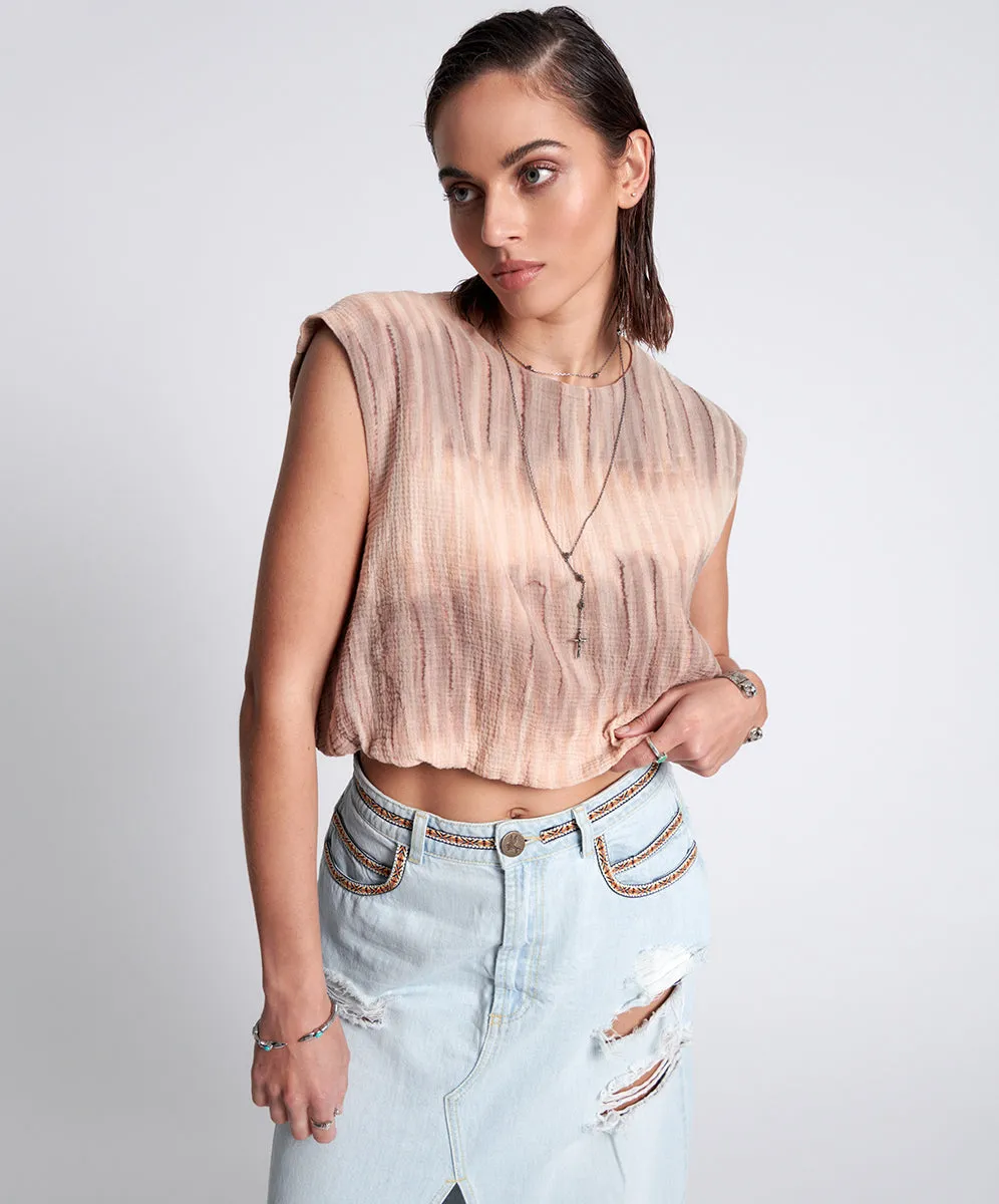 Hand Dyed Backless Bubble Top - Acid Sky sold by One Teaspoon