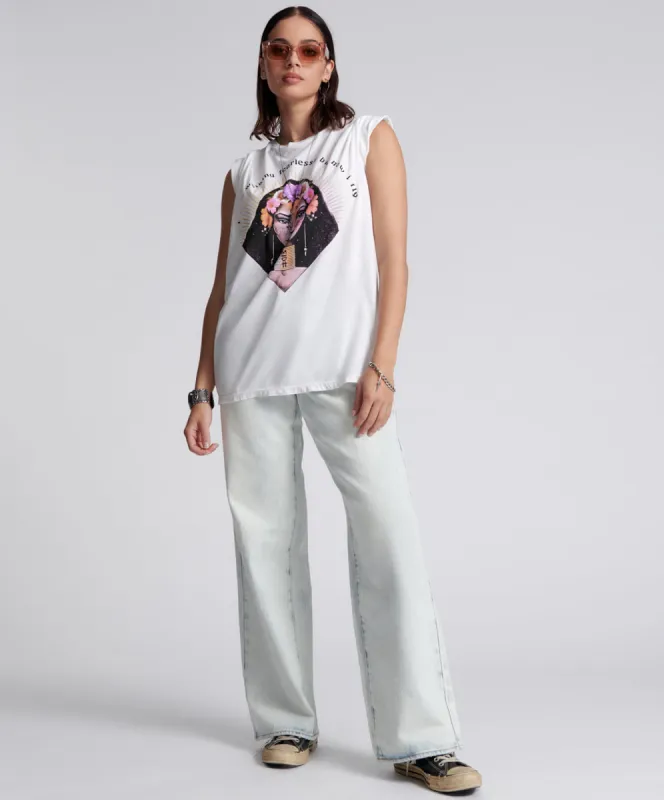 Jackson Mid Waist Wide Leg Denim Jeans - Florence sold by One Teaspoon