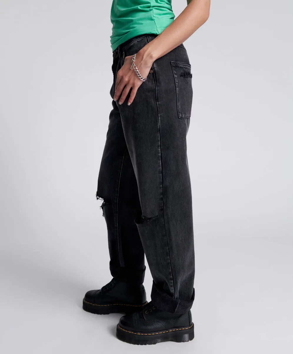 Smiths Low Waist Wide Leg Denim Jeans - Faded Black sold by One Teaspoon product image thumbnail 4