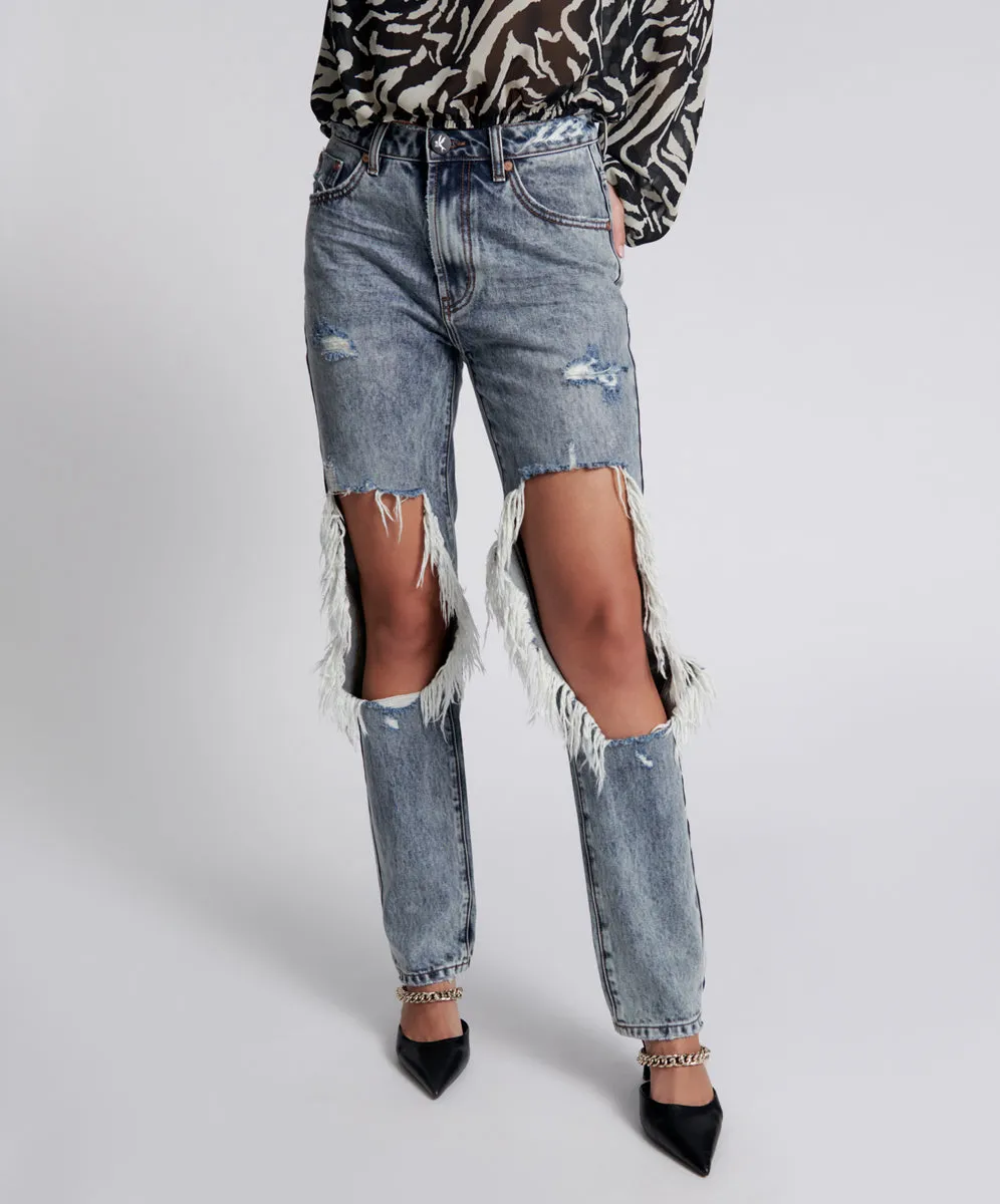 Awesome Baggies High Waist Straight Leg Denim Jeans - Blue Blossom sold by One Teaspoon product image thumbnail 2