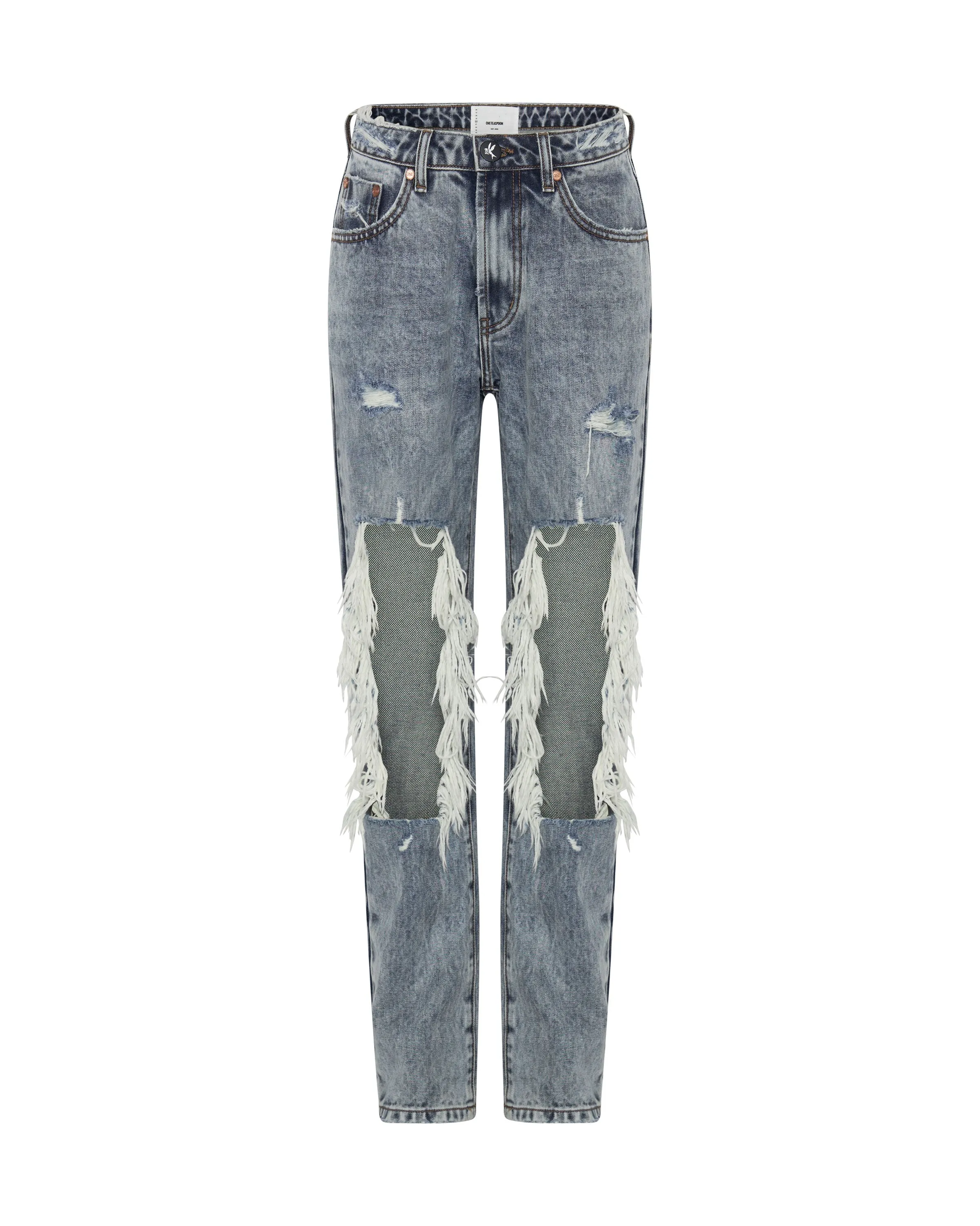 Awesome Baggies High Waist Straight Leg Denim Jeans - Blue Blossom sold by One Teaspoon product image thumbnail 5