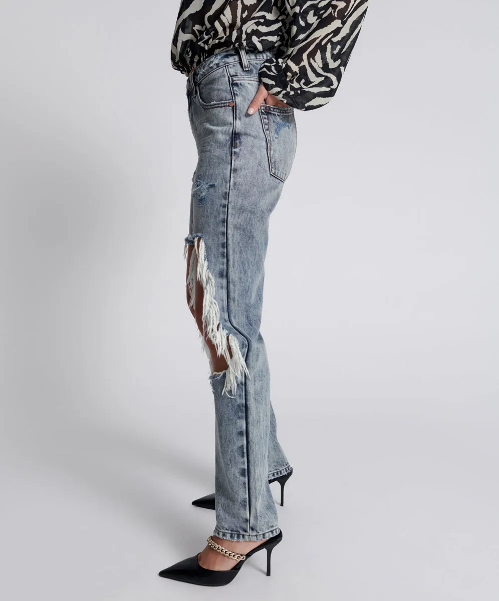 Awesome Baggies High Waist Straight Leg Denim Jeans - Blue Blossom sold by One Teaspoon product image thumbnail 3