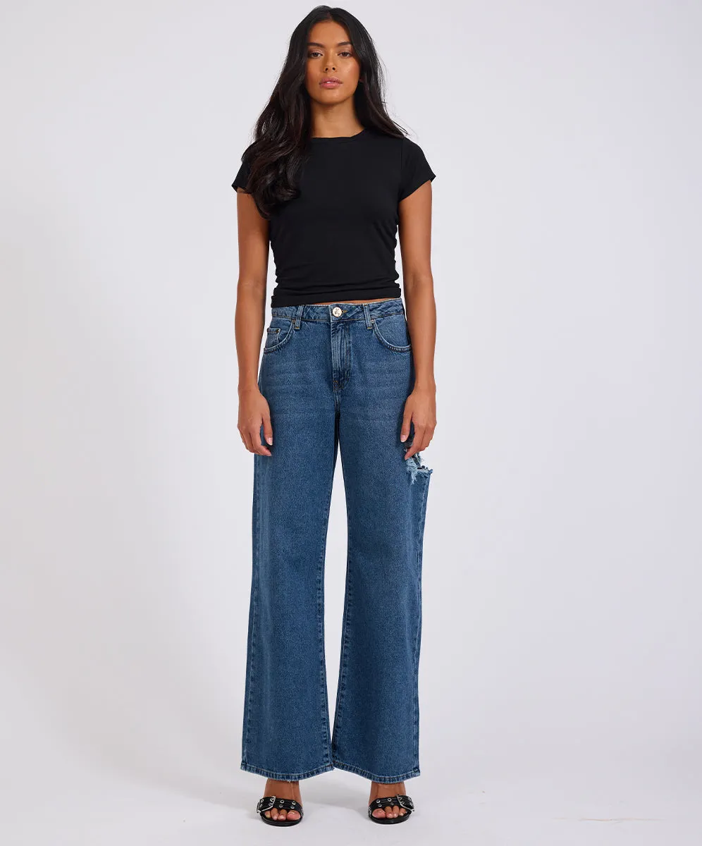 Jackson Mid Waist Wide Leg Denim Jeans - Rosewood sold by One Teaspoon product image thumbnail 2